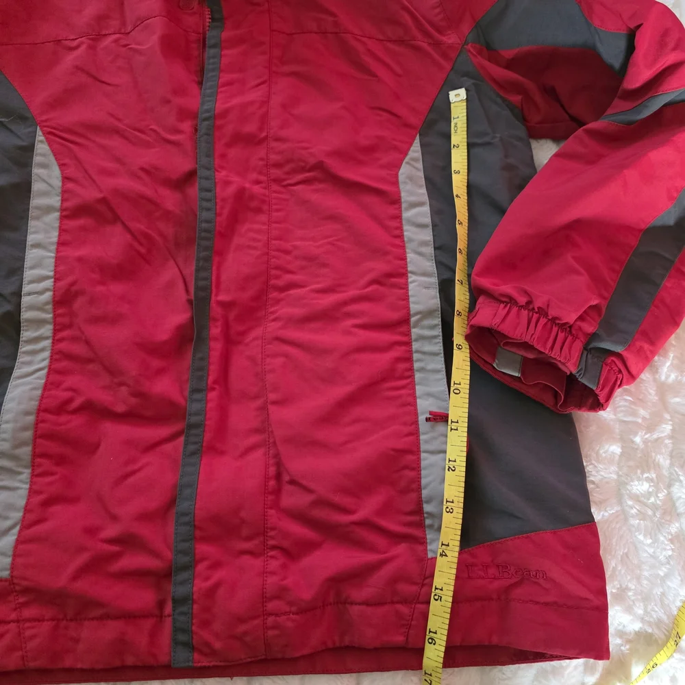 L.L. Bean Kids Red and Gray Hooded Puffer‎ Jacket
